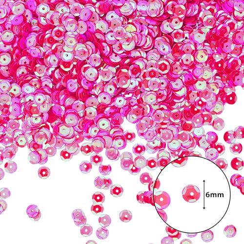 Mandala Crafts 6mm Cup Round Hot Pink Sequins for Sewing Embroidery - color: Hot Pink, size: 6mm Cup Sequins