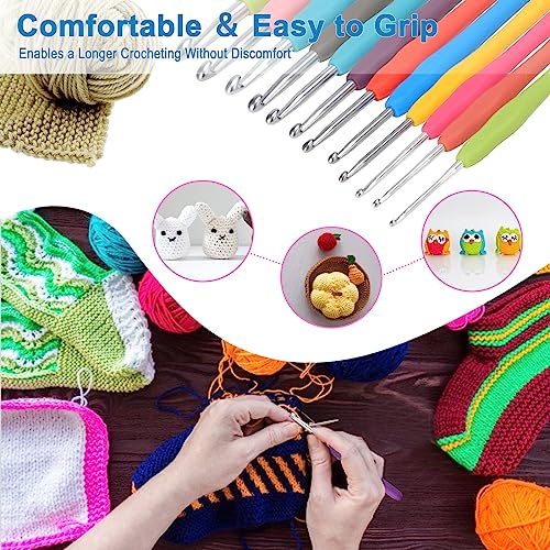 Vodiye 12 Sizes Ergonomic Crochet Hooks Set, Soft Grip, 2.0-8.0mm - size: 12 Size(2.0-8.0mm)