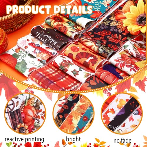 Hosuly 40 Pcs Fall Autumn Jelly Fabric for Quilting Strips Roll Leaves - color: Autumn