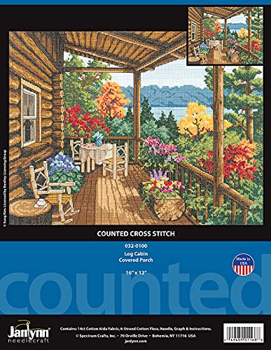 Log Cabin Covered Porch Counted Cross Stitch Kit