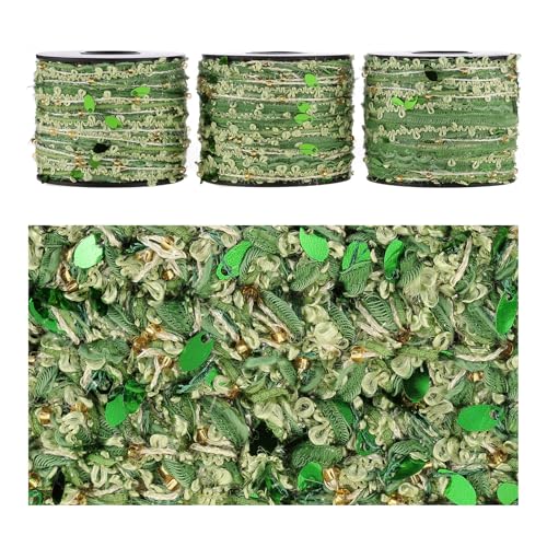 Artisanal Yarn Collection Multifiber Fancy Yarn for Knitting Crocheting Crafts DIY, Set of 3 Rolls (Jade Weave Dreams) - color: Jade Weave Dreams