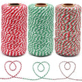 Anvin Natural Jute Twine - 984 Feet, 10 Ply, 2mm Thick, Green, Red, White (Pack of 3) - Bakers, Butcher, Baking, Arts & Crafts, Gardening - color: Red White & Green White & Red White Green