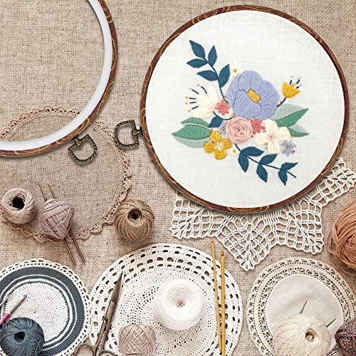 5 Pieces 6 inch Round Embroidery Hoops, Imitated Wood Hoop Embroidery Frames for Display, Cross Stitch Embroidery Round Hoops Arts Decoration