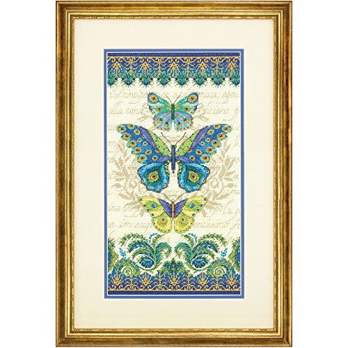 Dimensions Peacock Butterflies Advanced Counted Cross Stitch Kit, 14 Count White Aida, 8'' x 15''