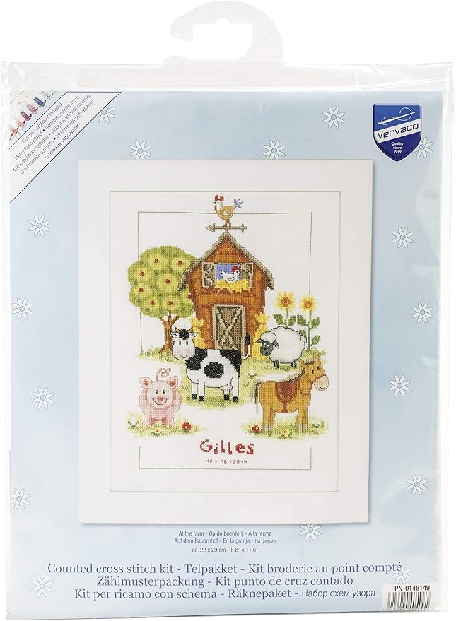 Vervaco Counted Cross Stitch Kit at The Farm 8.8" x 11.6"