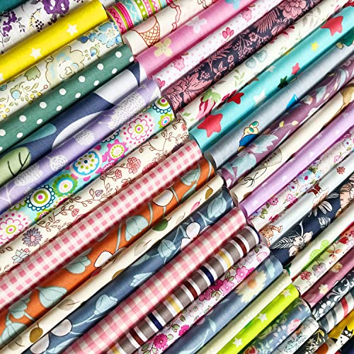 50pcs 8" x 8" Fabric Squares 100% Cotton Fabric Bundles Quilting Craft Supplies Floral Precut Squares Patchwork for Sewing DIY Quilt Patchwork - size: 8x8 Inches