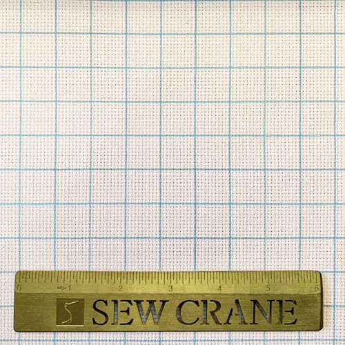 SewCrane 14CT Easy Count Aida Cotton Embroidery Fabric with Washable Grid Lines, White (59" W x 39" L) - size: 59"W x 39"L