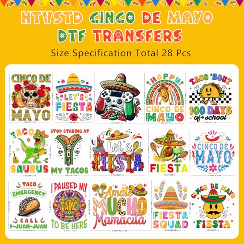 Cinco de Mayo Iron on Transfers Heat Transfer Viny 28pcs - color: Green