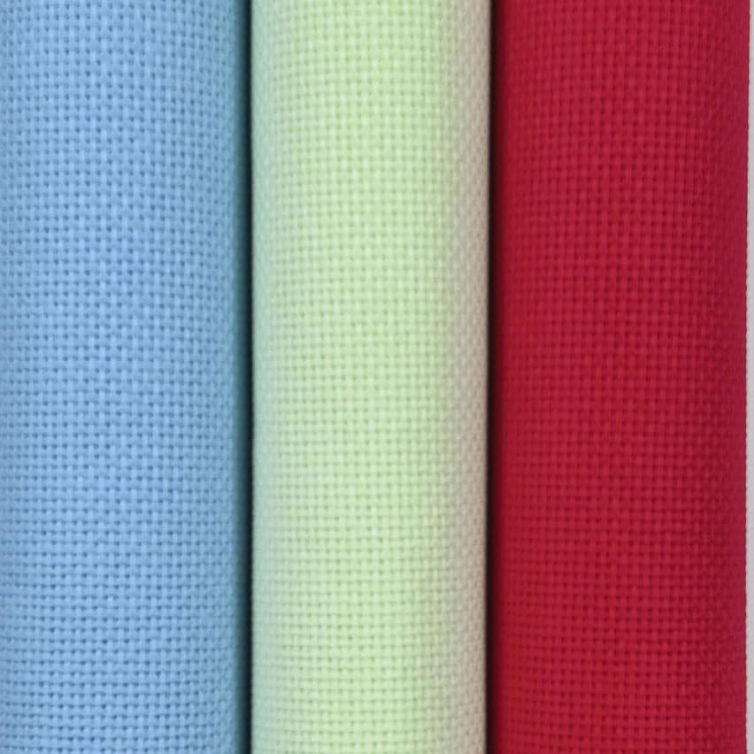 KCS 3 pc of 15" x 18"(38cmx45cm) 16 Count Cross Stitch Cotton Aida Cloth Needlework Rolled Fabric Box,16CT,Light Blue+Light Green+Red - color: Light Blue+light Green+red, size: 16CT
