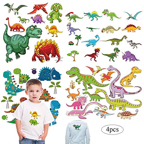 Kids Iron on Patches Heat Transfer Decals Dinosaur Stickers Cute Animal Appliques for Jackets Jeans T-Shirts Backpacks - color: Dinosaur-2