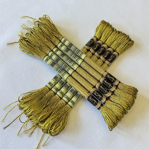 8 Meters 12 Strands Metallic Embroidery Floss Cross Stitch Needlework Thread, Metallic Dk Gold, 10 Skeins - color: Metallic Dk Gold