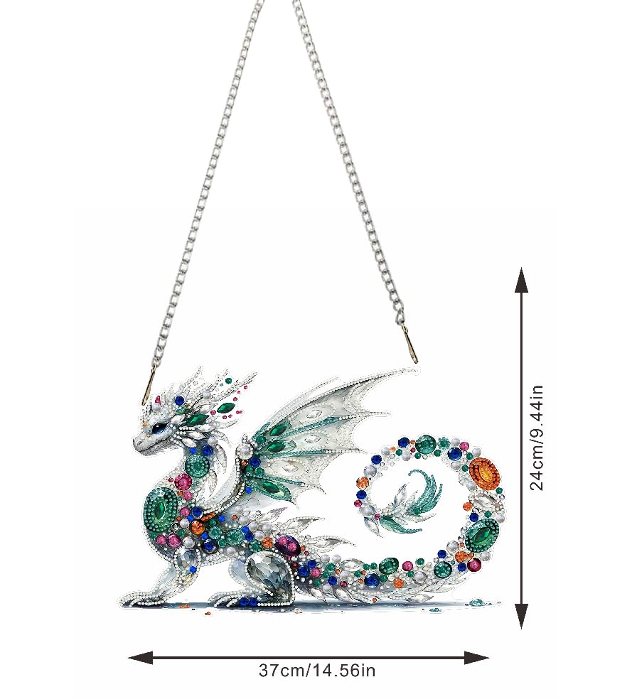 STGLCR Diamond Painting Kits Hanging Pendant, Dragon Special Shaped Crystal Diamond Art Double-Sided Printed Window Ornament, DIY Wall Art Hanging Sign for Crafts and Home Decor - color: 106-Dragon
