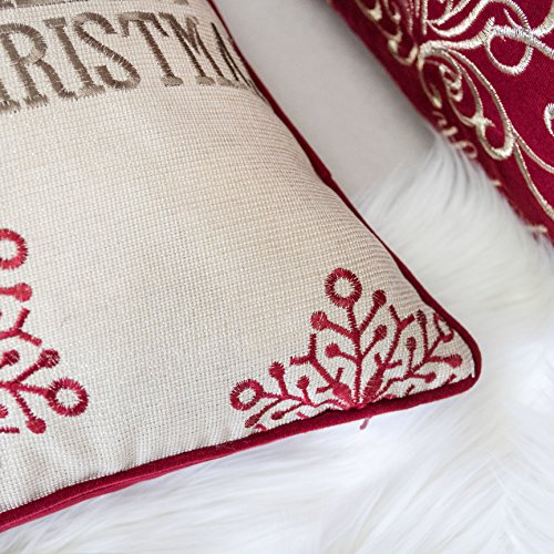 Embroidery Velvet Throw Pillow Cover, Merry Christmas Series Reindeer Tree Luxury Soft Fuzzy Cozy Warm Slik Decorative Gift Square Couch Cushion Pillow Case 20 x 20 Inch, Cover Only - color: Reindeer