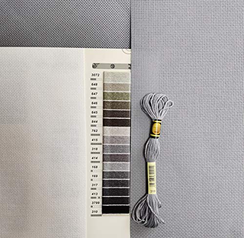 19" x 28" 14CT Counted Cotton Aida Cloth Cross Stitch Fabric (Light Steel Grey) - color: Light Steel Grey