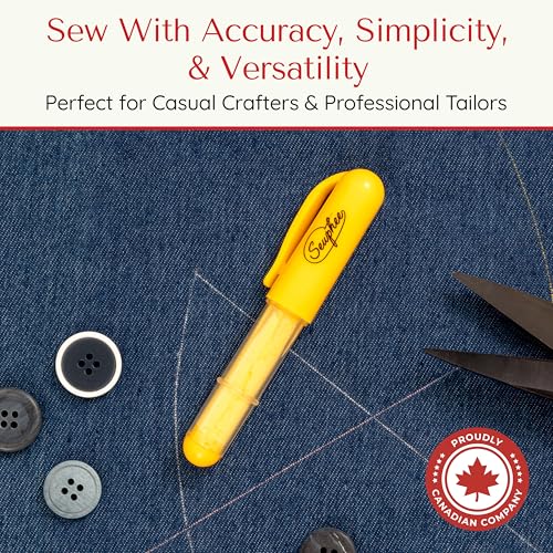Fabric Markers for Sewing – Ergonomic Tailors Chalk Pen with Improved Dosing Wheel for Sharp Lines - Washable Sewing Chalk Marking Pens that are Compatible with Most Fabrics - Yellow 1 Pack - color: Yellow - 1 Pack