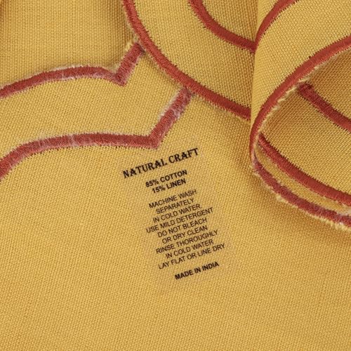 NATURALCRAFT Scalloped Cloth Napkins 18x18 in - Gold Edges Rust - color: Gold Napkin With Rust Edges, size: 18" x 18" (Set of 4)