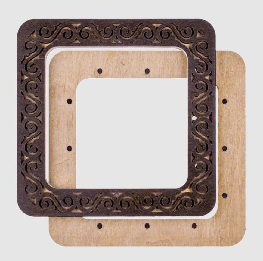 Magnetic Embroidery Hoop Medium – 4"x4" Inner Size, Square Hoop for Perforated Paper & Plastic Canvas, Dark Wood | FLMP‑006 - color: Dark