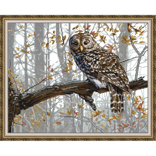 JOYSEWING Bird Owl Printed Cross Stitch Kit for Adult,Full Range of Cross-Stitch Stamped Kits Needlepoint Kits for Beginners Embroidery Kits 11CT Cross Stitch Patterns- (Owl(11CT) 21.65 ×17.72 inch) - color: Owl(11CT) 21.65 ×17.72 inch