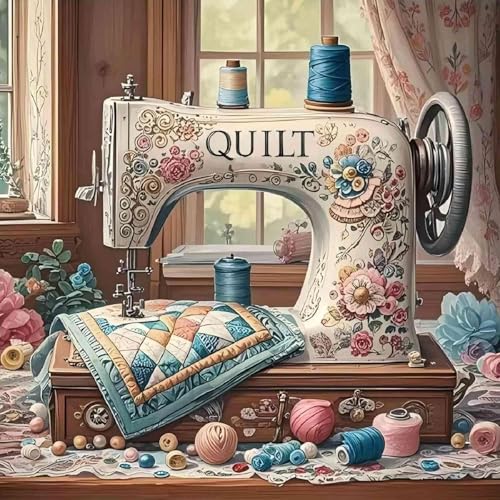 askkqtx Sew Machine Stamped Cross Stitch Kits for Beginners Adults 14x14 in - color: XJ010