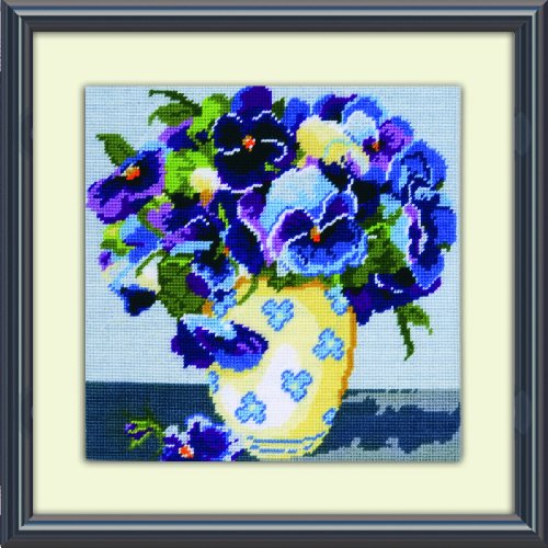 Design Works Crafts 2523 Needlepoint Kit, Pansies, 10" X 10" Needlepoint Kit, Pansies