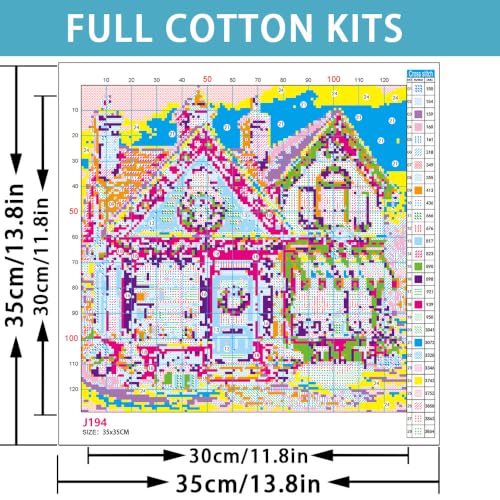 Christmas House Stamped Cross Stitch Embroidery Starter Kit for Adults - color: J194-01