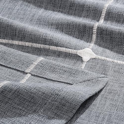 ZeeMart Grid Embroidered Rectangle Hemmed Tablecloths 60x84in, Blue Ashes - color: Blue Ashes, size: 84" x 60" (Rectangular)