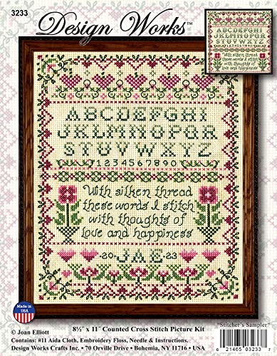 Design Works Crafts Stitcher's Sampler Counted Cross Stitch Kit, Ivory, Pest Repeller v.78
