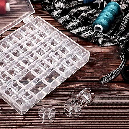 Bobbin Box,Machine Bobbin Organizer Plastic Case,Transparent 25 Slots Empty Bobbins Spools Box，Sewing Craft Plastic Case Storage Box for Sewing Machine - size: 2Pack