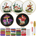 Embroidery Kit for Adult, 5 Sets Mushroom Embroidery Kit for Beginners - color: Mushroom