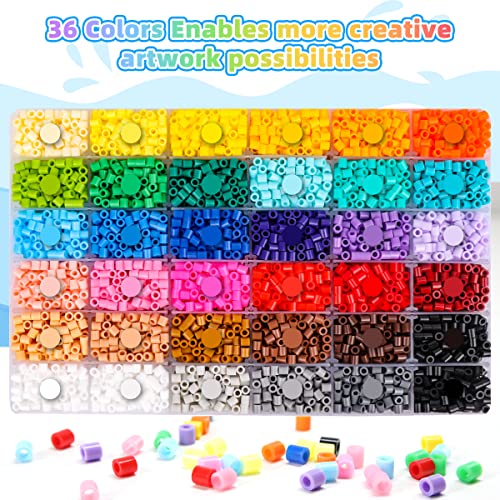 Meland Fuse Beads Kit, 5MM 11,000 Beads in 36 Colors, Crafts for Ages 5-12 - size: 11000 pcs without Iron