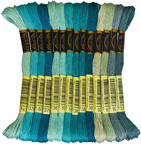 14 Skeins Per Pack Embroidery Floss - Cross Stitch Threads - Friendship Bracelets Floss - Crafts Floss, Pewter Gray Gradient - color: Pewter Gray Gradient