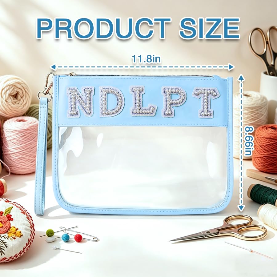 Needlepoint Project Bag NDLPT Clear Zip Pouch Bag, Premium Craft Storage Case, Sewing Organizers and Storage Sewing Gifts for Stitching Enthusiasts (Pearl Blue) - color: Pearl Blue