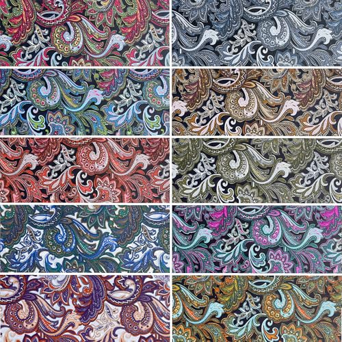 100% Cotton Jelly Roll Fabric Strips for Quilting and Sewing-Dark Paisley - color: Dark Paisley