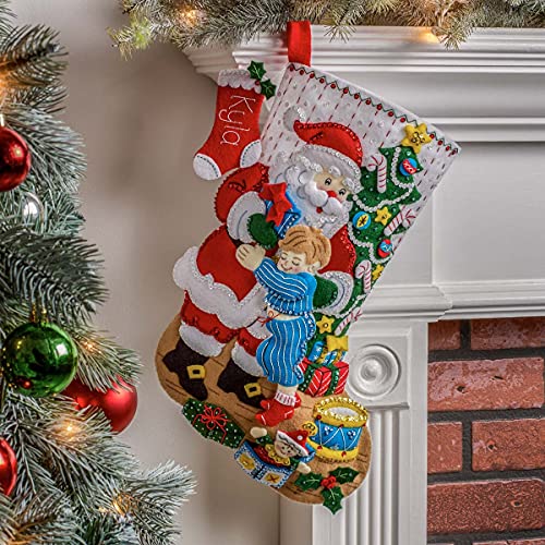 Bucilla Felt Applique 18" Stocking Making Kit, Christmas Hugs, 89253E