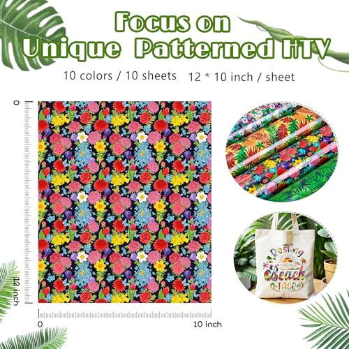 Tintnut Tropical Floral Heat Transfer Vinyl, 10 Pcs 12×10in Iron on Vinyl - color: Green