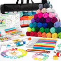 INSCRAFT 113 Piece Crochet Kit with Yarn Set– 1600 Yards Assorted Yarn for Knitting and Crochet, 73PCS Crochet Accessories Set Including Ergonomic Hooks, Knitting Needles & More Ideal Beginner Kit - size: 113 Piece Crochet Kit