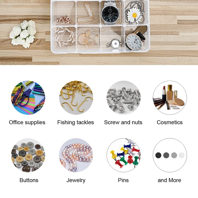 Vidifor 2 Packs 8-Compartments Art Supply Container, Clear Plastic Organizer Box with Dividers for Crafts Jewelry Fishing Tackles Hardware Metal - size: Small 8 grids 2pcs with dividers