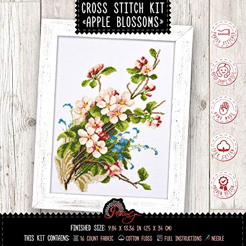 Povitrulya Counted Cross Stitch Kit ‘Apple Blossoms' – Embroidery Set - color: Apple Blossoms