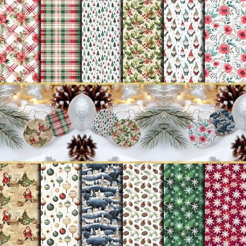 Winter Christmas Clay Transfer Paper - 12 Pcs Polymer Clay Transfer Sheets for Holiday Jewelry Making & DIY Clay Crafts - color: TPUS-2072