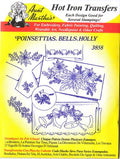 Poinsettias, Bells, Holly Aunt Martha's Hot Iron Embroidery Transfer