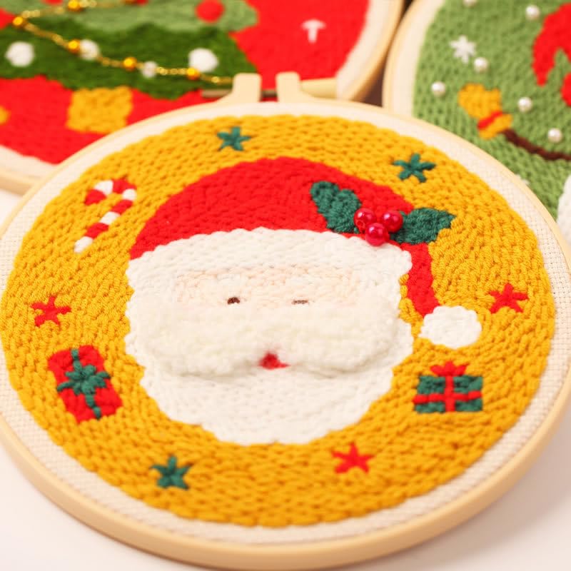 artcici Punch Needle Kit for Beginners with Christmas Santa Claus Pattern Tool and Yarn, Easy Embroidery Rug Hooking Set (Santa Claus) - color: Santa Claus