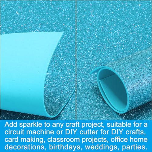 PATIKIL 2mm(1/10") Thick Non Adhesive Glitter Foam Sheet 16x24inch(40x60cm) Blue, EVA Shiny Foam Board for Craft, 6 Pcs - color: Blue