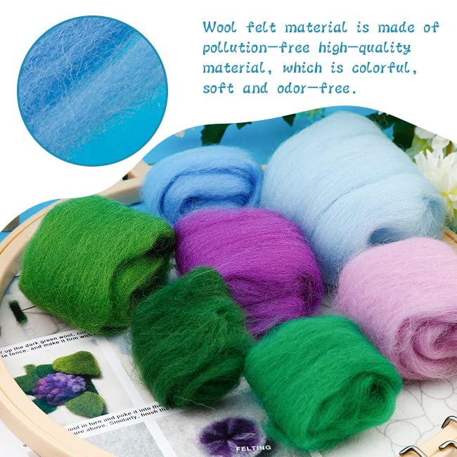 kgxulr Needle Felting Kit, Felting Kit for Beginners, Wool Painting Kit - color: Purple Hydrangea