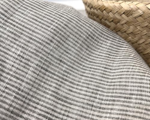 100% Linen Fabric – Lightweight Prewashed – Horizontal Stripe Patterns – Precut Style – Soft & Breathable – 52” Width – by The Linen Lab (Green & Beige 6377, 3 Yard pre Cut) - color: Green & Beige 6377, size: 3 yard pre cut