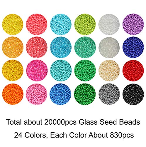 Bala&Fillic 2mm Round Size Almost Uniform 12/0 Glass Seed Beads About 20000pcs in Box Multicolor Seed Beads for Jewelry Making (About 850pcs/Color, 24 Colors) - color: 24 Colors Lot 1
