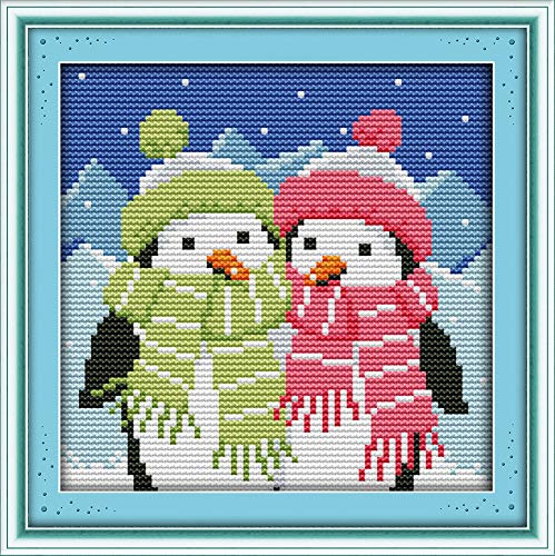 Abillyn Embroidery Cross Stitch Kits Two Penguins Stamped with Printed Pattern Starter Kit (Penguins) - color: Penguins