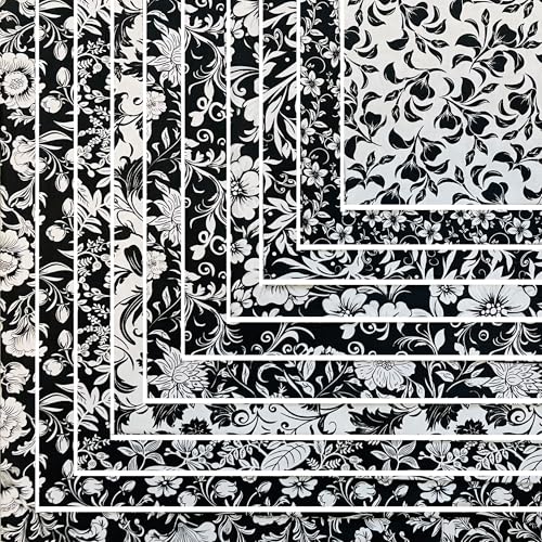 50pcs 10 x 10 inches Cotton Fabric Bundle-Black and White - color: Black and White, size: 10” x 10”