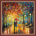 Funchey Counted Cross Stitch Kits for Adults Needlepoint Kits Unprinted Cross Stitching Embroidery Kit 11CT Cross Stitch Supplies&Romantic Couple on a Rainy Night 18x18 inch - color: DIYCrafts13