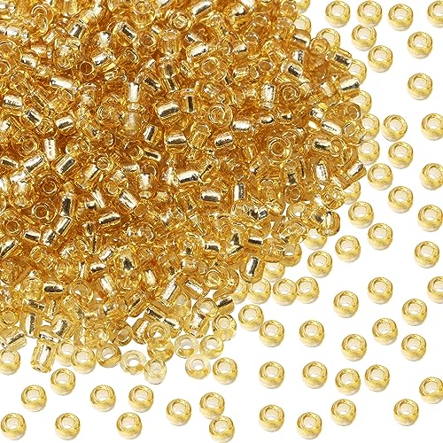 Glass Seed Beads Penta Angel 50g Mini Round Craft Loose Spacer Pony Beads for Earring Bracelets Necklace Waist Bead Jewelry Making (2mm, Light Gold) - color: Light Gold