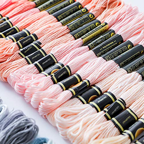 Vilihkc Rainbow Color Embroidery Floss 100 Skeins Per Pack with Cotton for Cross Stitch Threads Bracelet Yarn Craft Floss Embroidery Floss Set - color: 100 colors